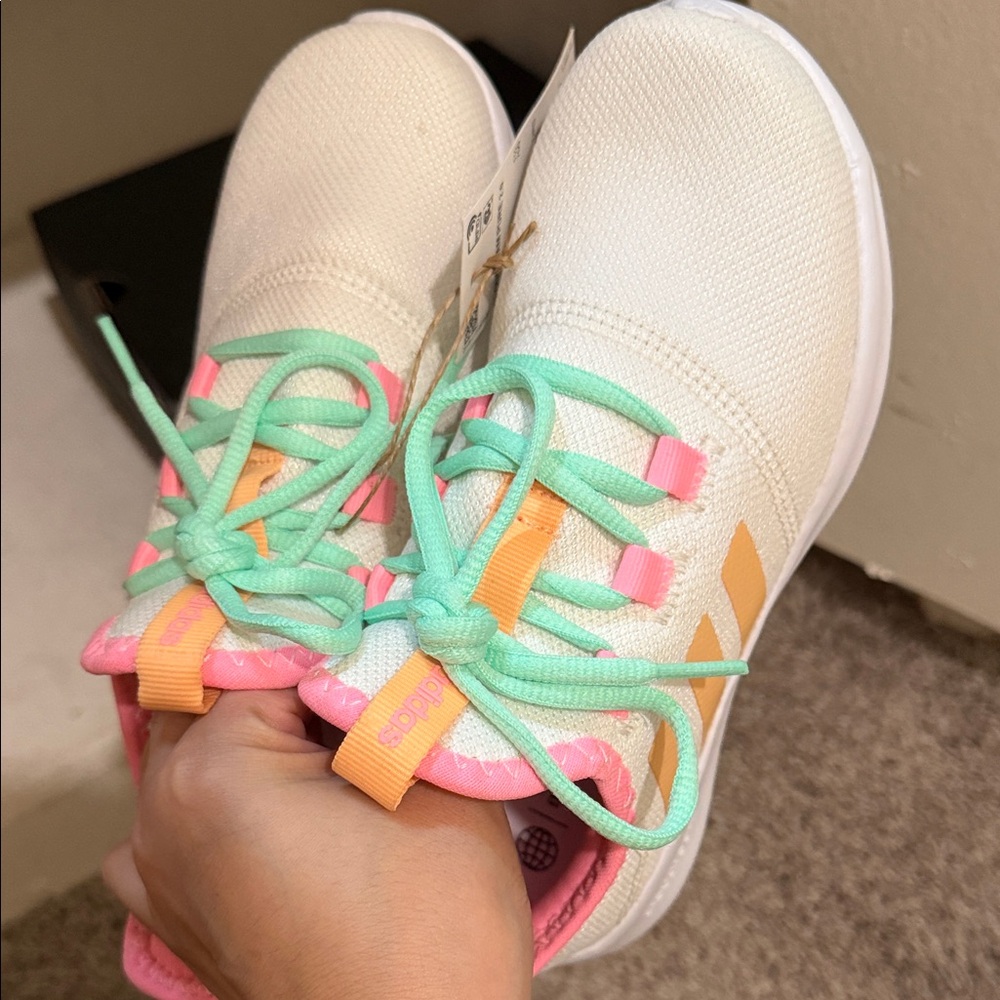 Adidas White Sneakers with Pink and Mint Accents - Picture 6 of 6